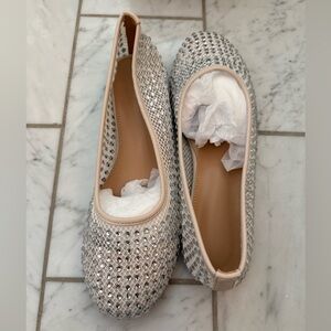 NIB Rhinestone Mesh Ballet Flats - Size 8.5
